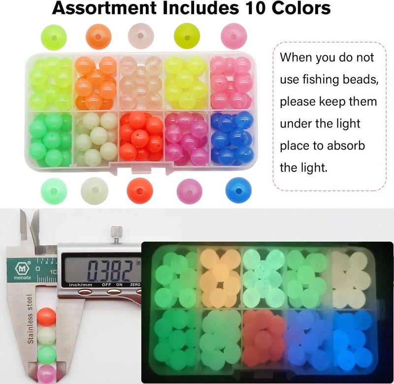 Dovesun Fishing Beads Fishing Line Beads Glow in Dark Fishing Beads for Saltwater 1035pcs/600pcs/250pcs/120pcs Colorful Beads for Fishing Rigs Fishing Bait Eggs - Image 2